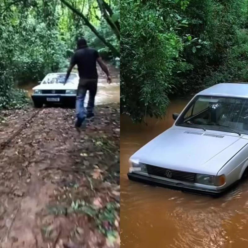 Homem furta carro e abandona veículo dentro de rio em Miracatu