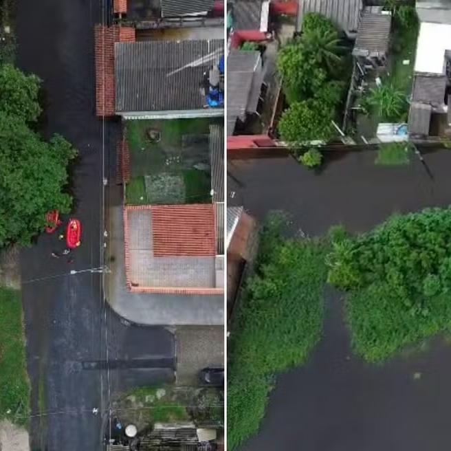 Parecem rios, mas são vias alagadas em bairros da Cidade. A distinção se dá pelo fato de que, nas margens da água acumulada e que custa a escoar, há imóveis e postes de energia