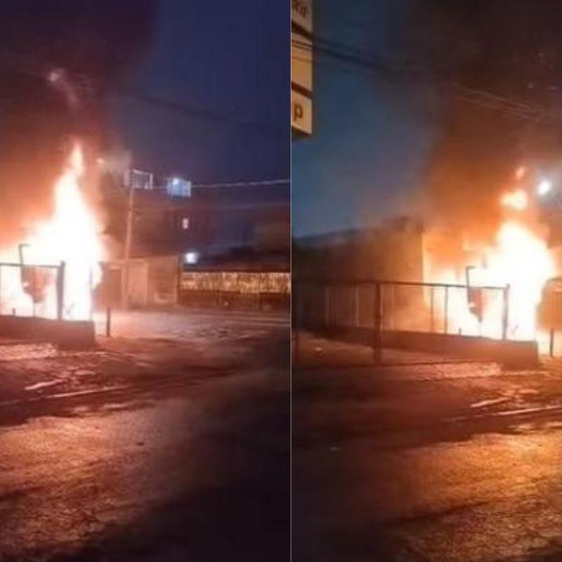 Incêndio atinge caminhão-container no Jardim Boa Esperança, em Guarujá