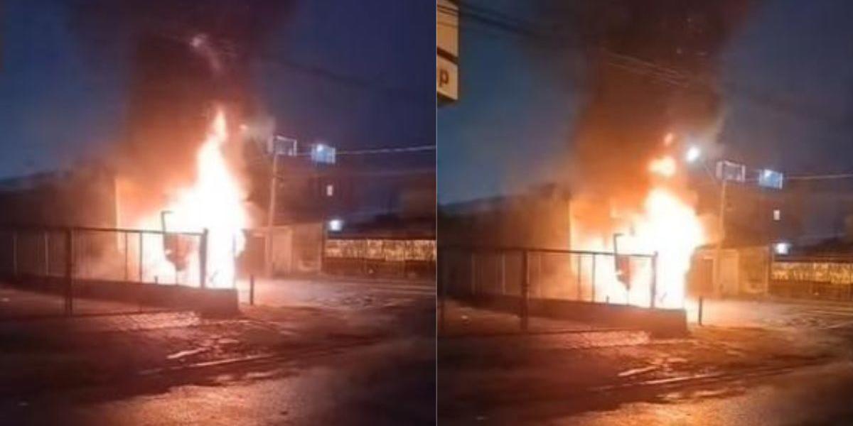 Incêndio atinge caminhão-container no Jardim Boa Esperança, em Guarujá