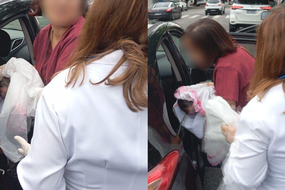 Gestante entra em trabalho de parto e dá à luz em carro de aplicativo em Santos