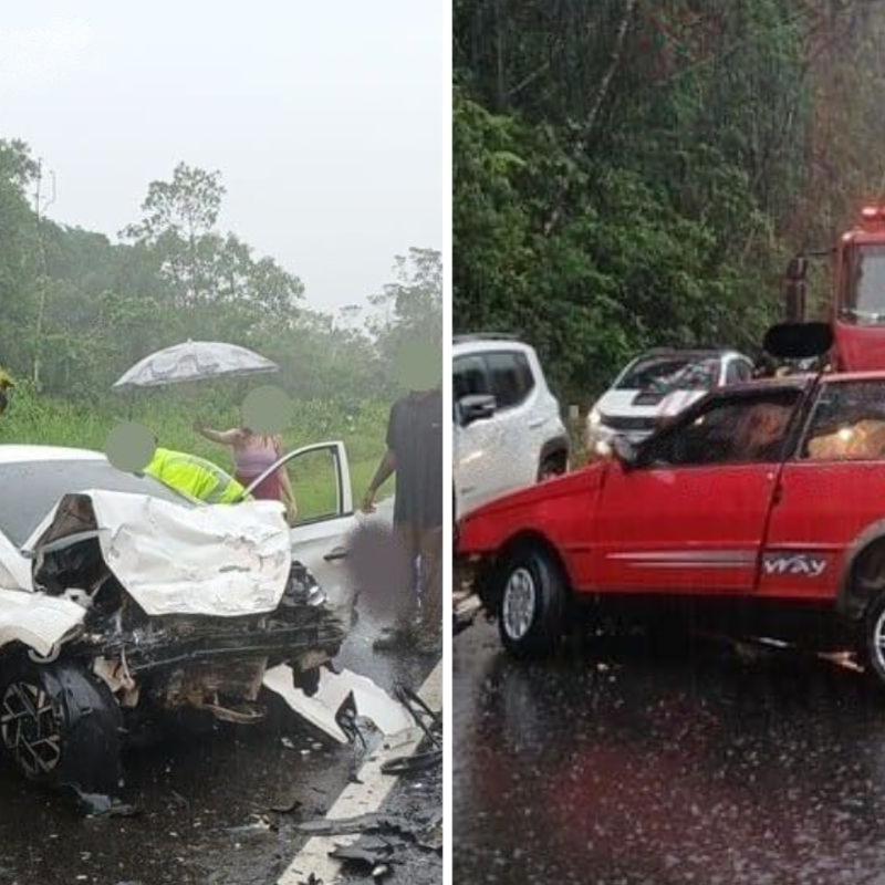 Carros colidiram no km 238 da Rodovia Rio-Santos, em Bertioga