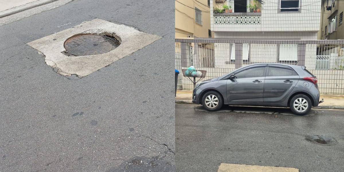 Sabesp realiza reparo após relato de surgimento de solapamento de água em Santos; local já teve abertura de cratera