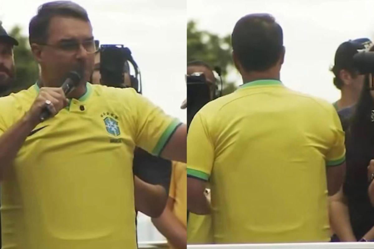 Flávio Bolsonaro usou colete à prova de balas em ato na Avenida Paulista