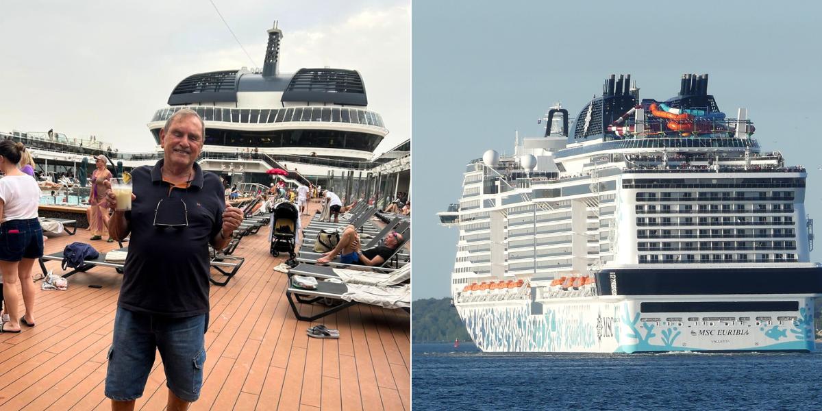 O bancário aposentado está a bordo, e o navio permanece atracado em Dubai com todas as atividades internas funcionando