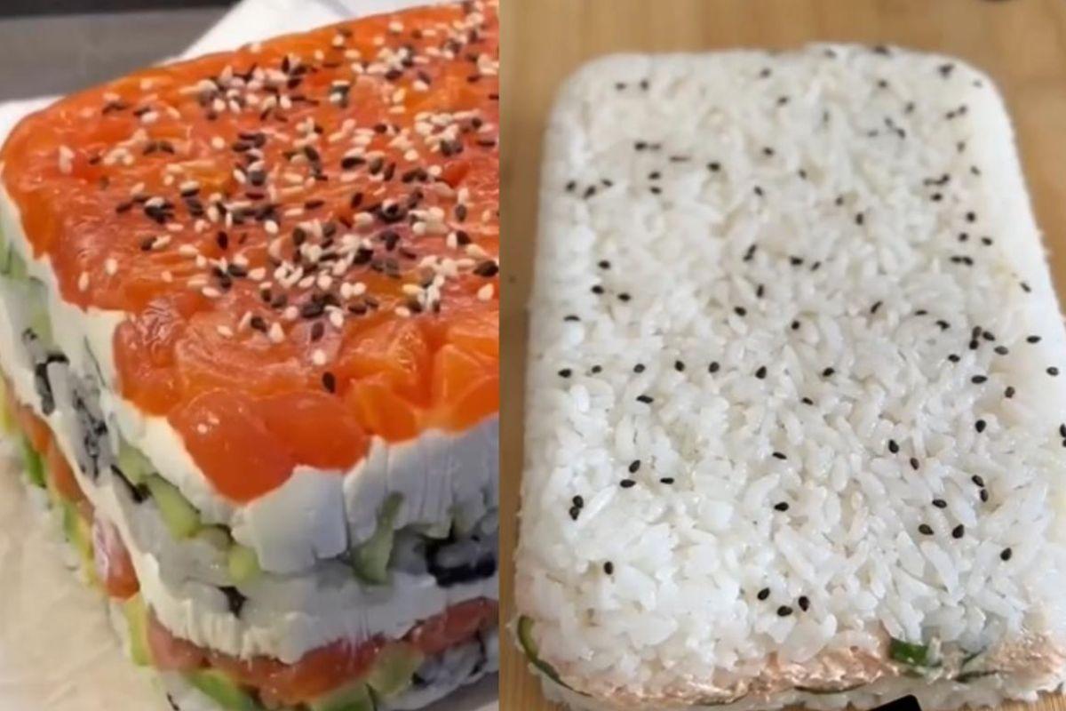 A montagem é feita em camadas, resultando em um prato bonito, cremoso e perfeito para servir em um jantar especial