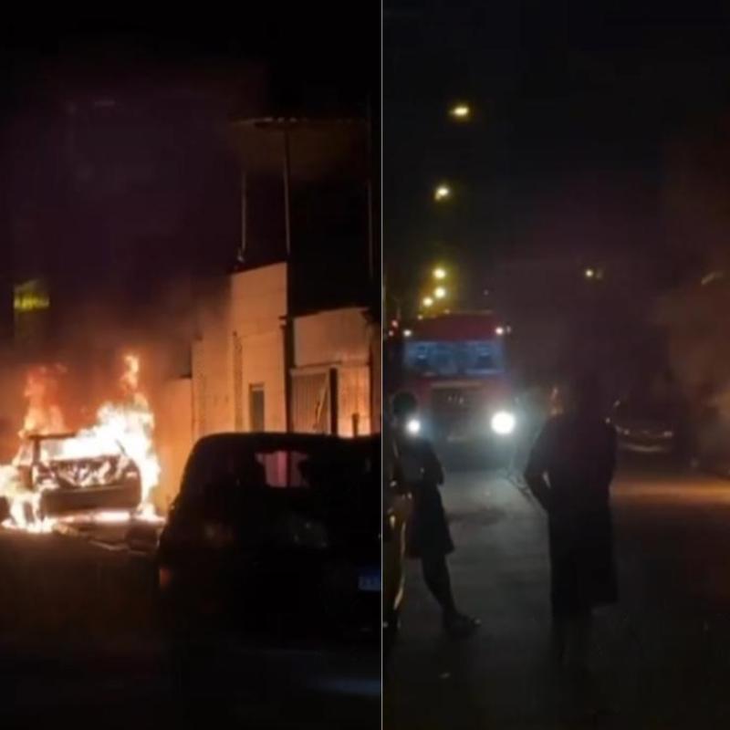 Carro pega fogo em via pública e mobiliza bombeiros em Praia Grande