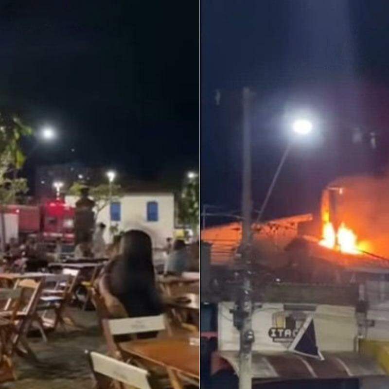 Incêndio atinge restaurante em Avenida Central em Itanhaém, litoral de São Paulo