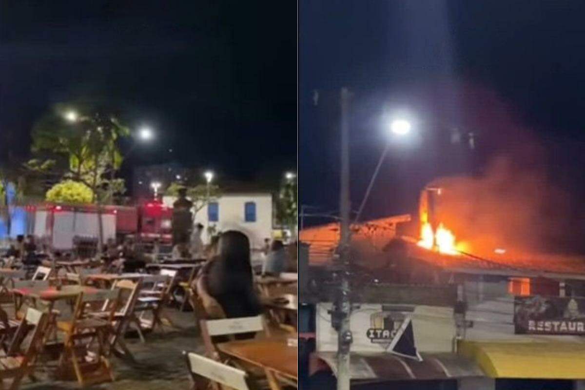 Incêndio atinge restaurante em Avenida Central em Itanhaém, litoral de São Paulo