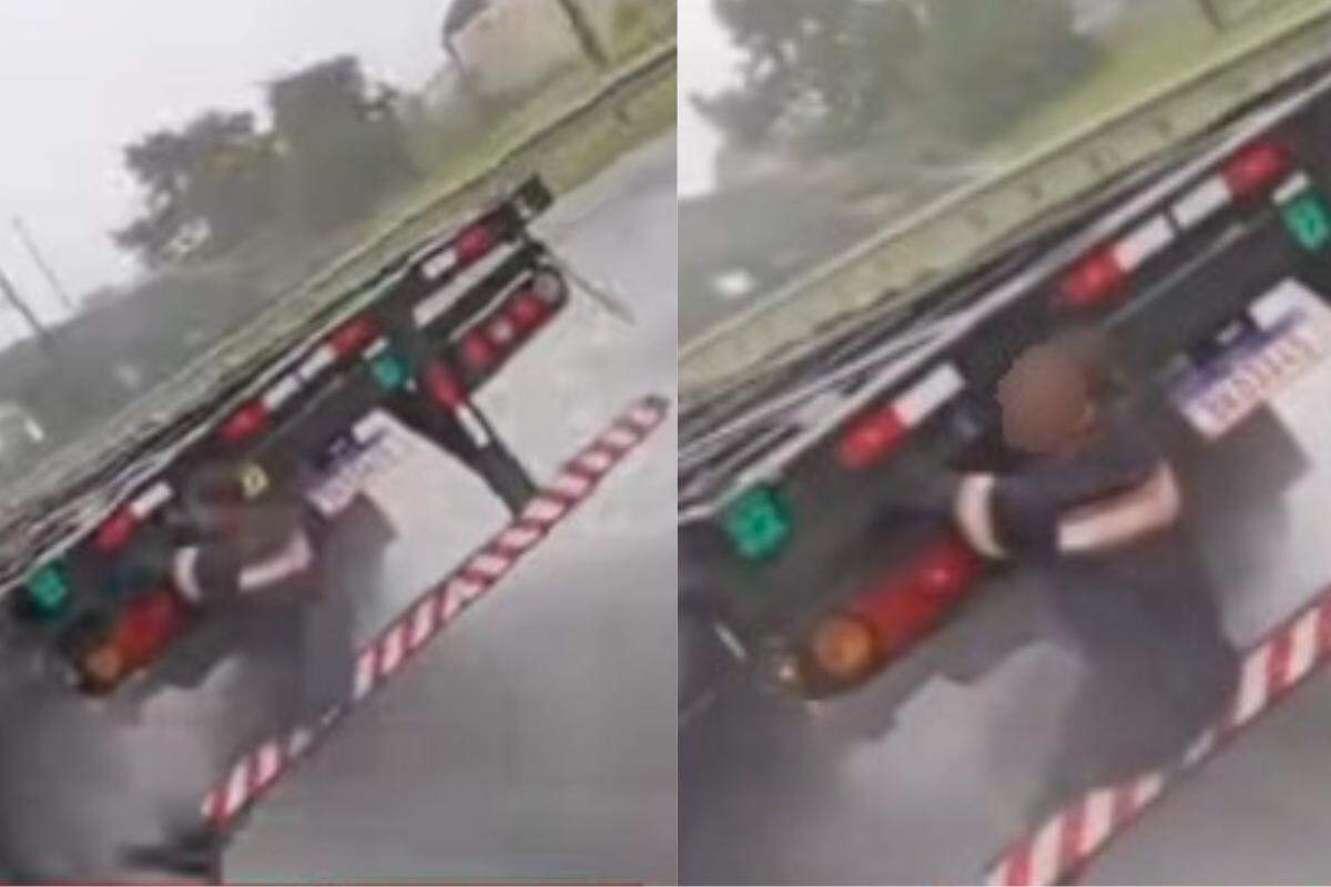 Homem é flagrado em cima de carreta ao pegar “carona” na Via Anchieta em Cubatão