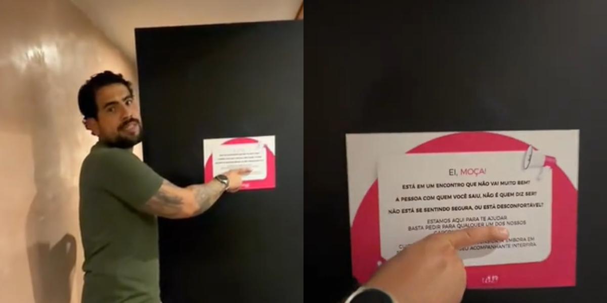 A iniciativa foi criada pelo proprietário do estabelecimento, Rogélio Alves, de 30 anos, após observar casos de assédio que ocorriam em bares e restaurantes
