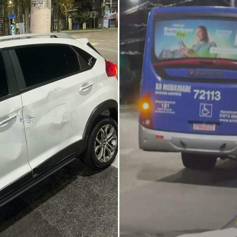 A lateral do veículo de Matheus ficou bem danificada após a colisão com o ônibus da Viação Piracicabana