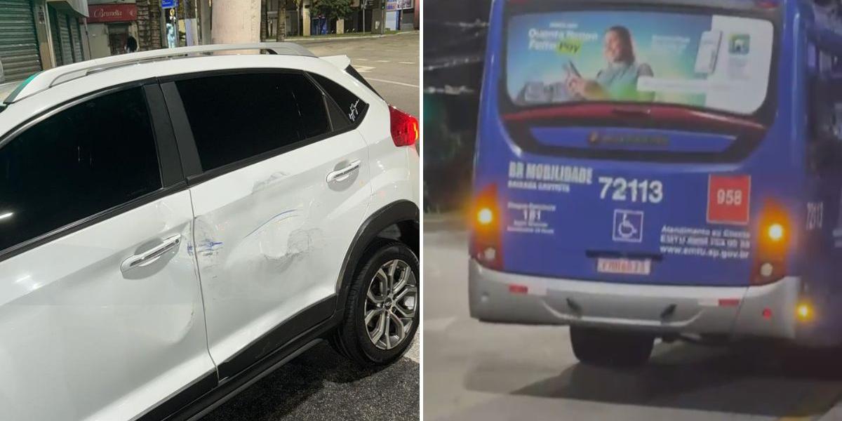 A lateral do veículo de Matheus ficou bem danificada após a colisão com o ônibus da Viação Piracicabana