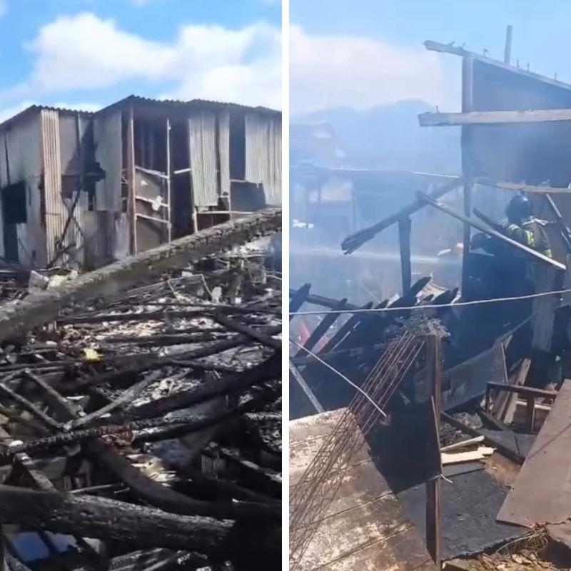 Bombeiros foram acionados e apagaram as chamas que consumiram as quatro casas