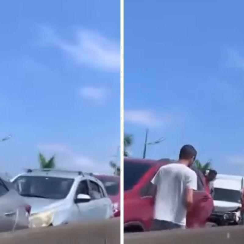 Cinco carros bateram no km 3 da Via Expressa Sul e causaram lentidão no trânsito