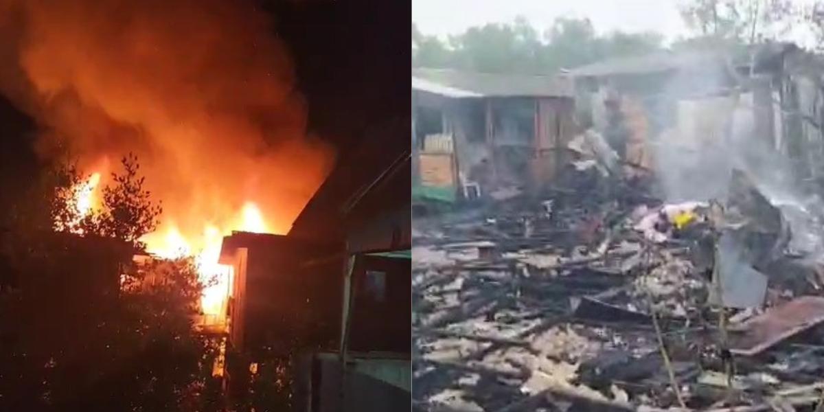 Incêndio atinge comunidade em Cubatão e deixa sete casas destruídas