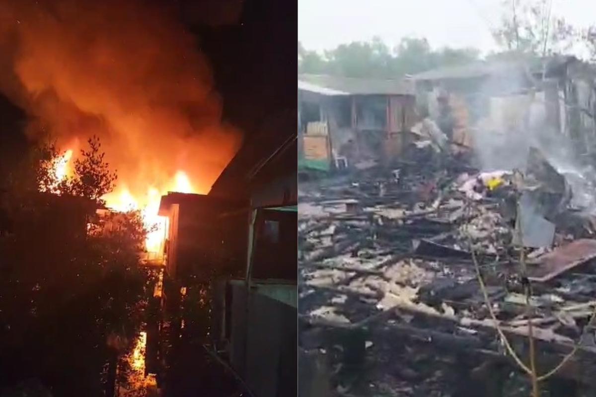 Incêndio atinge comunidade em Cubatão e deixa sete casas destruídas