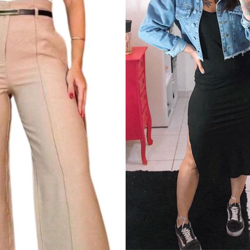 Calça de alfataria e jeans com vestido midi estão entre os sugeridos da estação