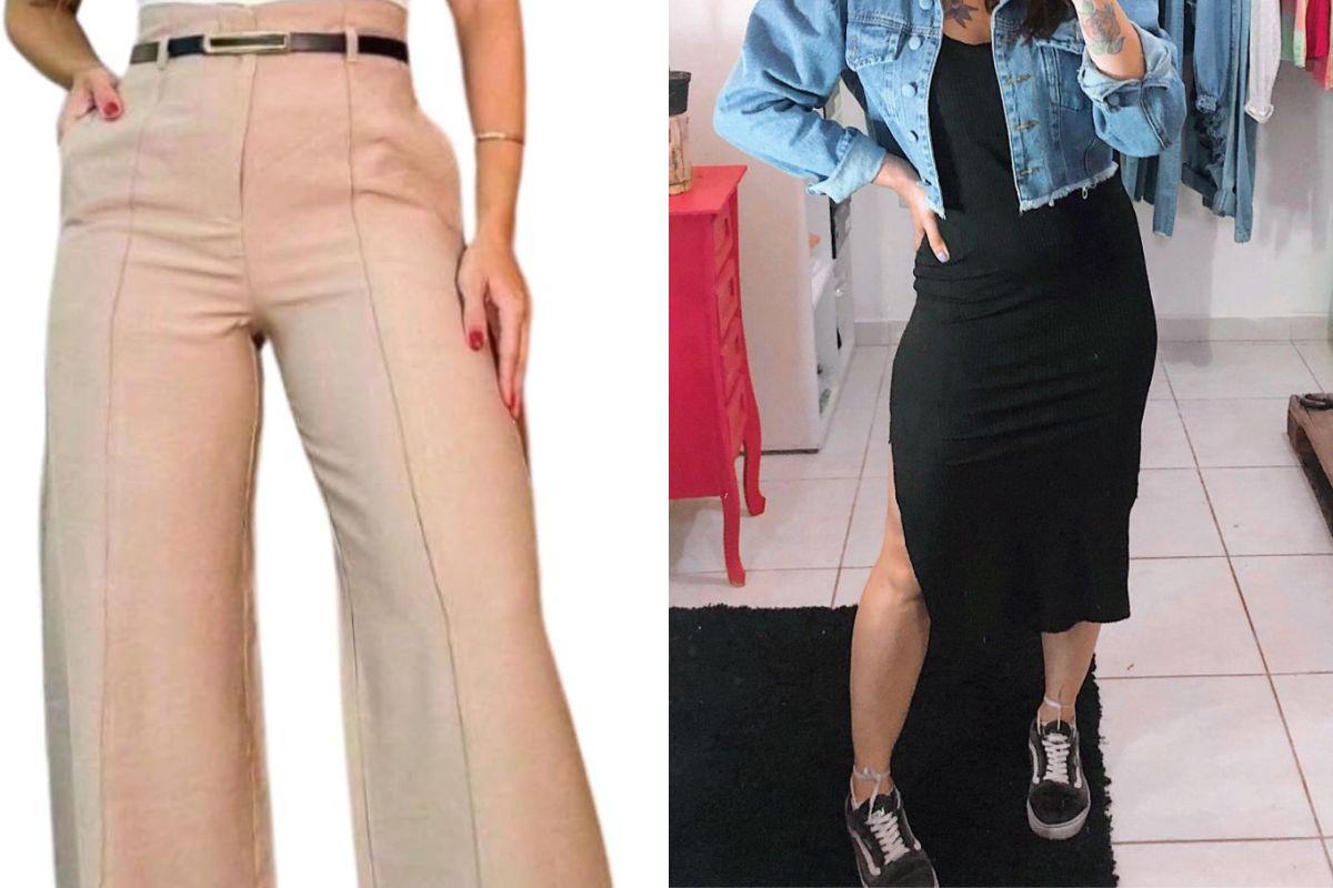 Calça de alfataria e jeans com vestido midi estão entre os sugeridos da estação