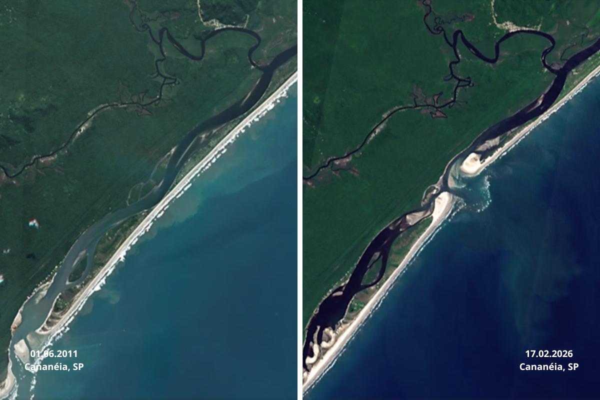 As imagens foram registradas por satélites da chamada Constelação Dove, operada pela empresa Planet, que conta com cerca de 100 equipamentos em órbita