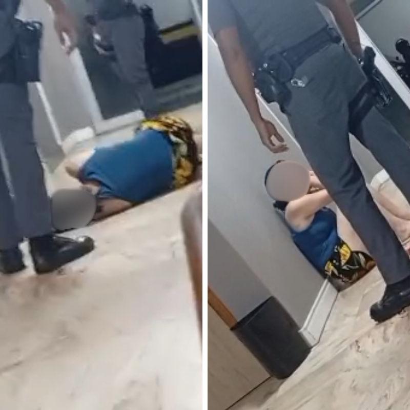 Mulher foi agredida pelo policial enquanto estava em surto em um prédio de São Vicente