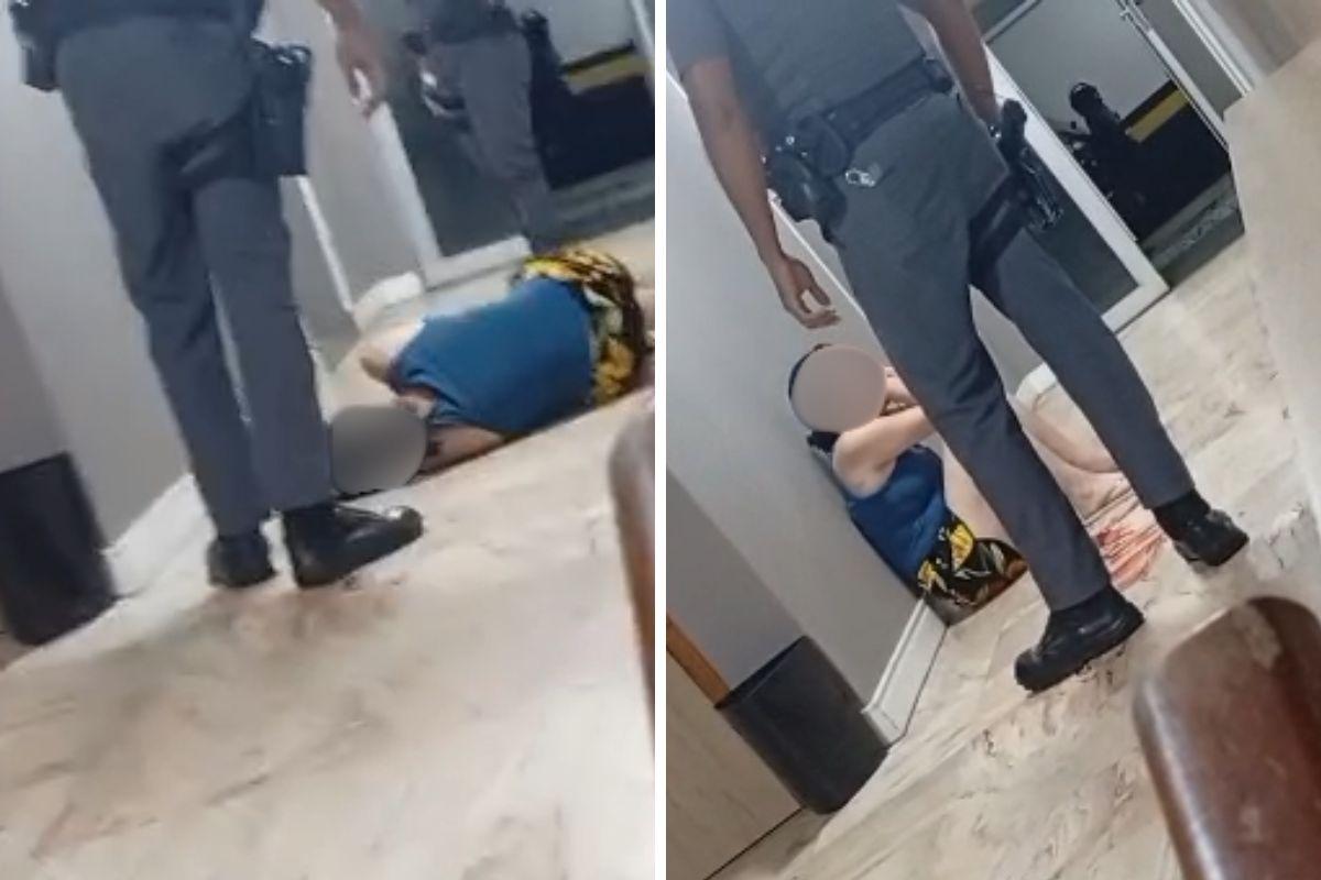 Mulher foi agredida pelo policial enquanto estava em surto em um prédio de São Vicente
