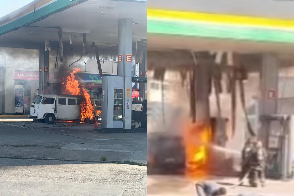 Veículo pegou fogo na manhã desta segunda-feira