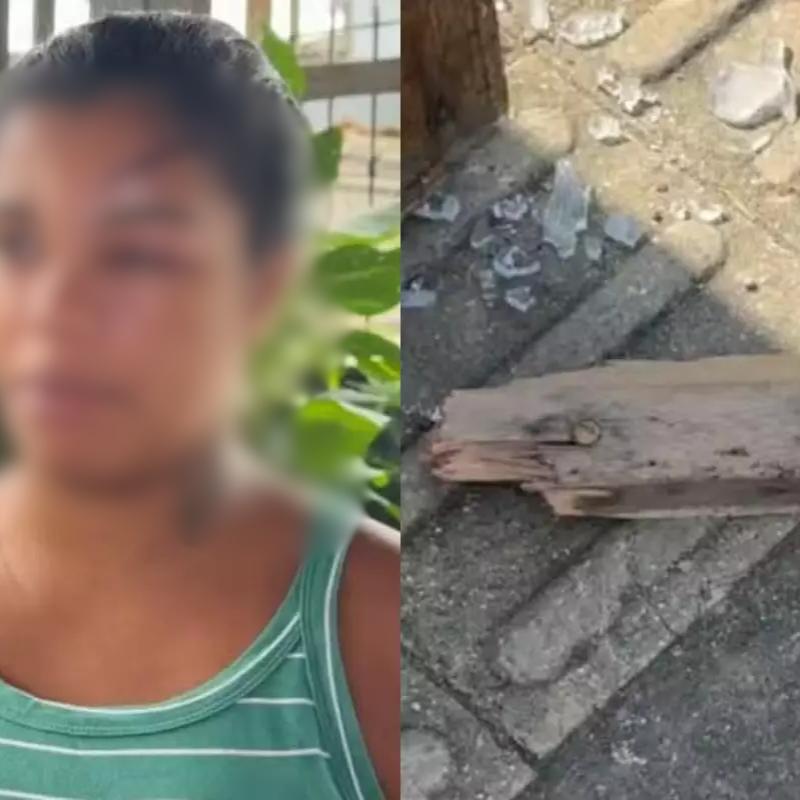 Vítima foi agredida com pedaço de madeira ao correr para defender a mãe