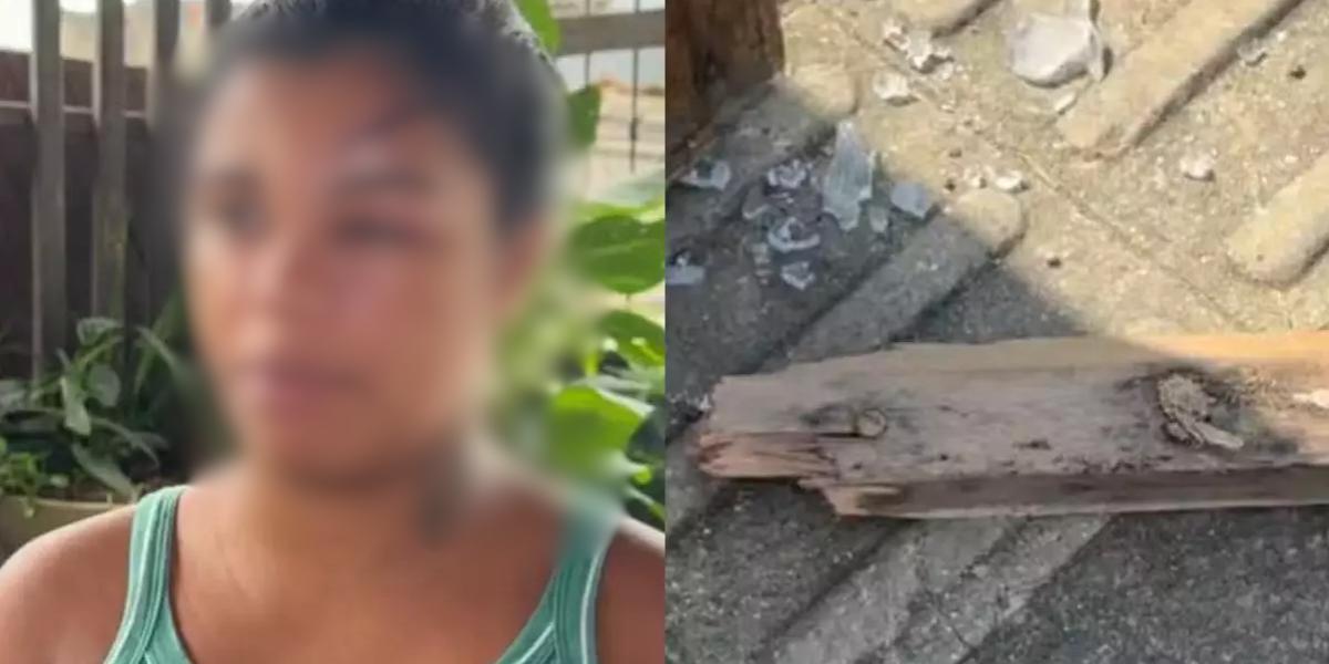 Vítima foi agredida com pedaço de madeira ao correr para defender a mãe