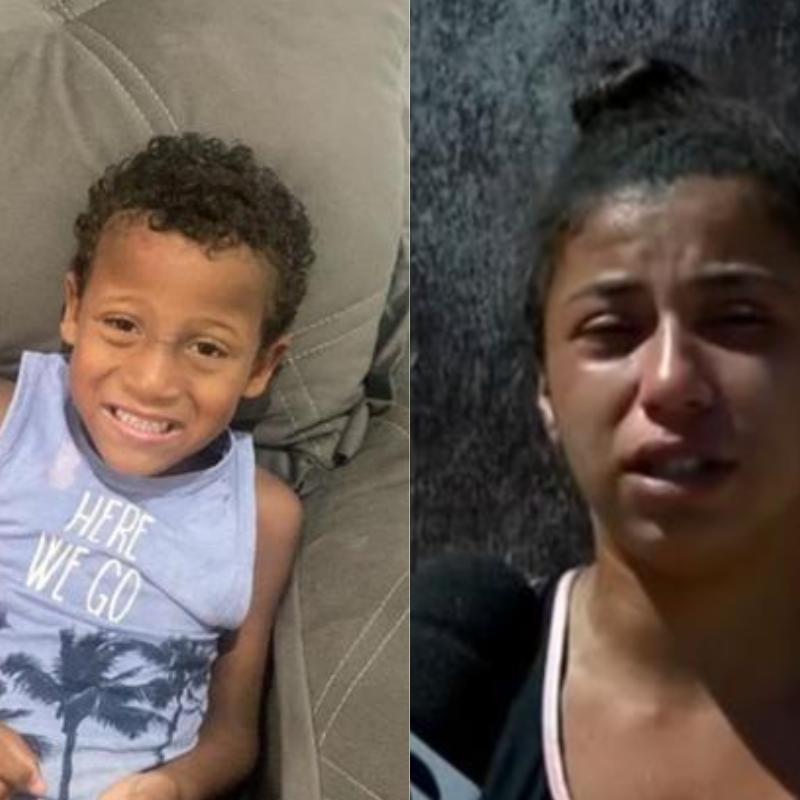 Pedro Henrique, de 6 anos (esq.), tinha ferimento na cabeça quando foi encontrado morto, segundo a tia, Ingrid Coelho (dir.)