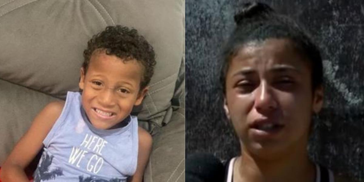 Pedro Henrique, de 6 anos (esq.), tinha ferimento na cabeça quando foi encontrado morto, segundo a tia, Ingrid Coelho (dir.)