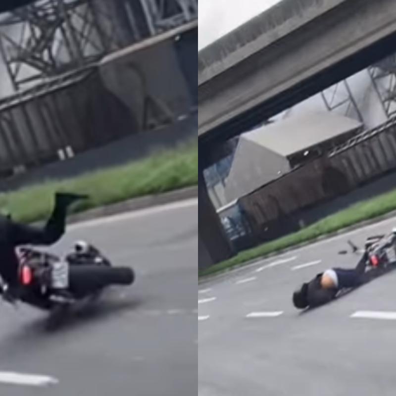 O motociclista não ficou ferido, não sendo necessária a prestação de atendimento/socorro por parte da Guarda Portuária