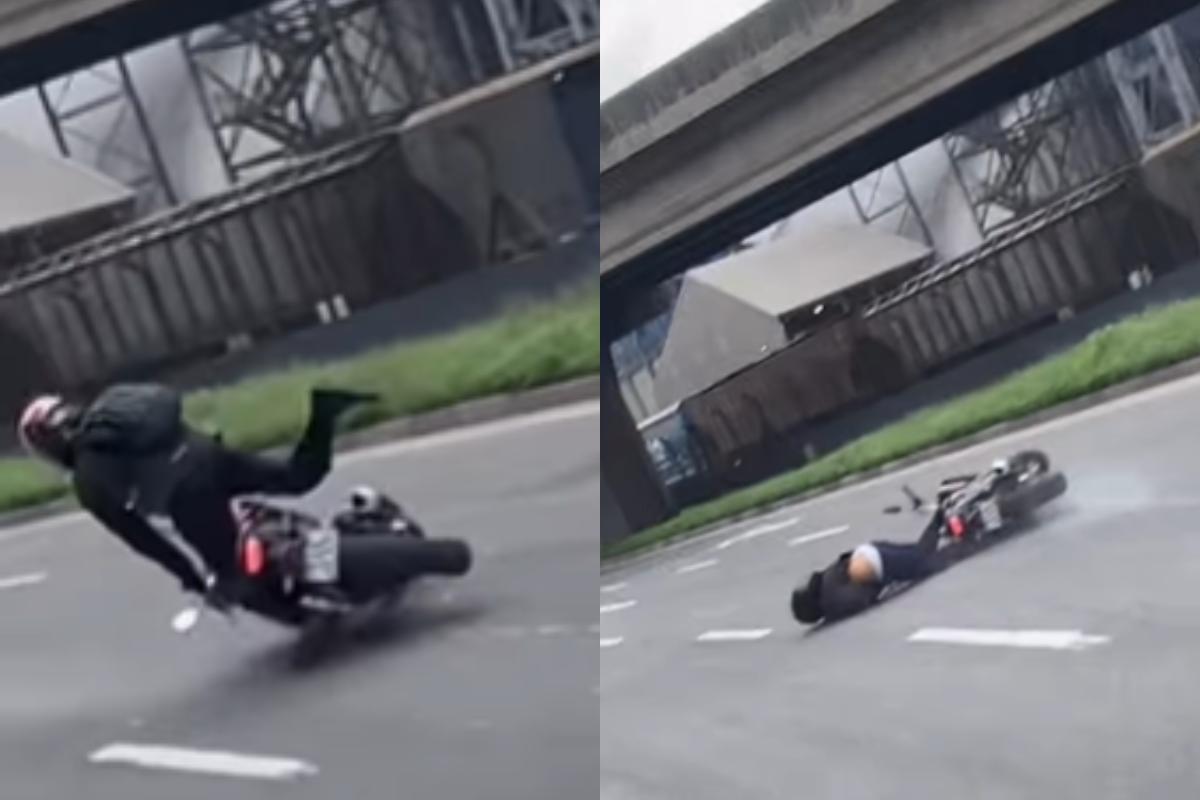 O motociclista não ficou ferido, não sendo necessária a prestação de atendimento/socorro por parte da Guarda Portuária