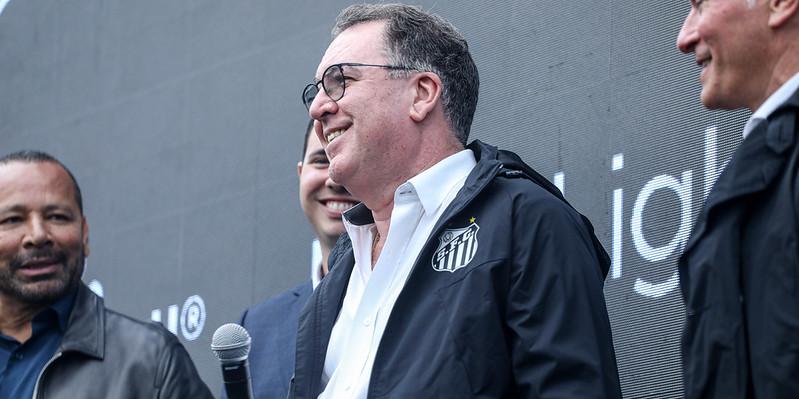 Neymar da Silva Santos e Marcelo Teixeira, durante inauguração da nova estrutura da base, em junho de 2025