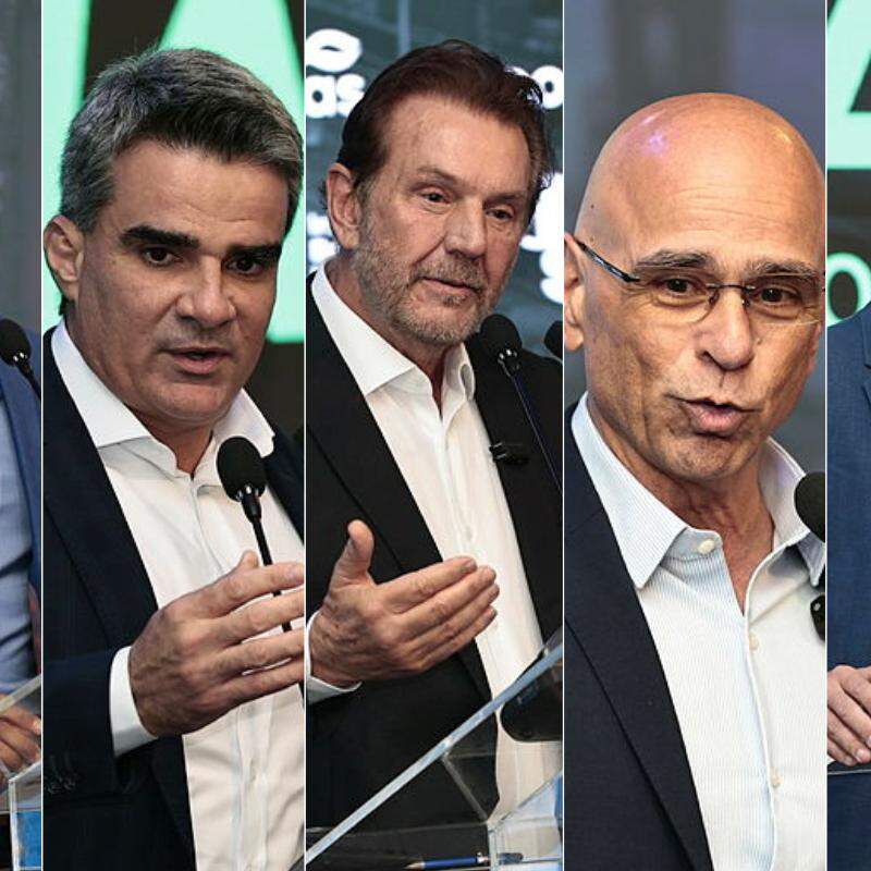 Da esquerda para a direita: Paulo Alexandre Barbosa, deputado federal; Fábio Ferraz, secretário de Governo de Santos; Alberto Mourão, prefeito de Praia Grande; Farid Madi, prefeito de Guarujá; e Fabrício Lopes, secretário de Indústria e Comércio de Cubatão