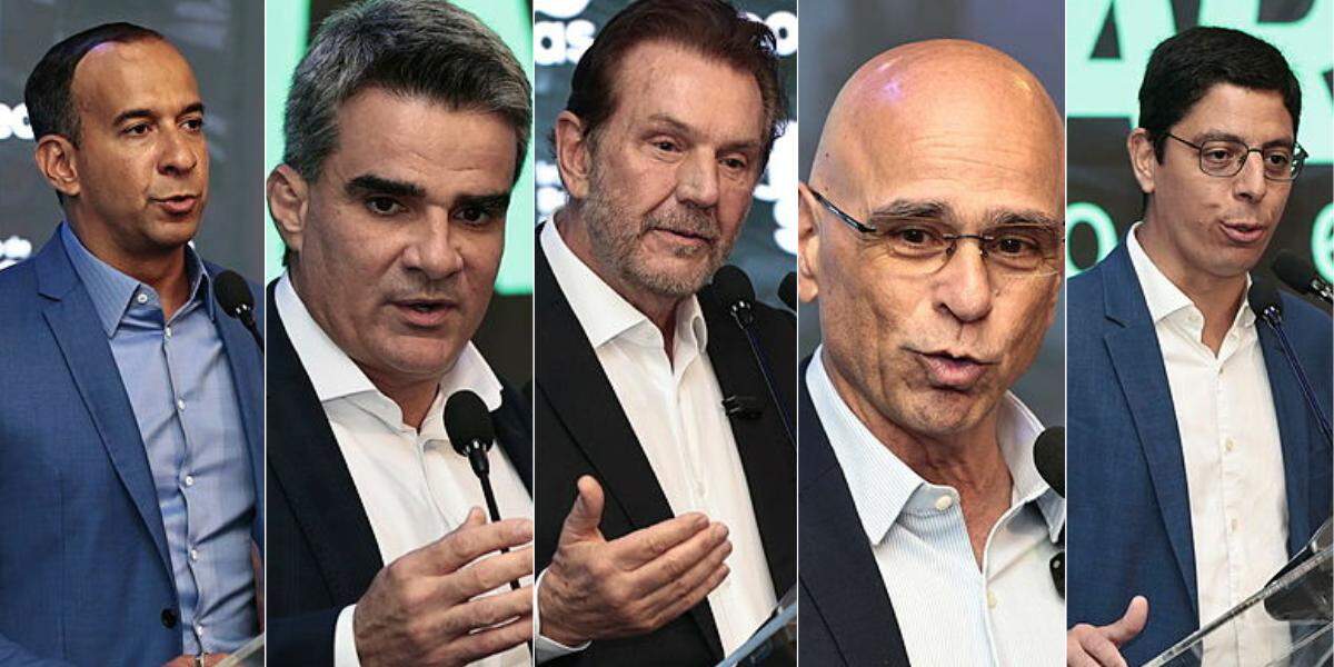 Da esquerda para a direita: Paulo Alexandre Barbosa, deputado federal; Fábio Ferraz, secretário de Governo de Santos; Alberto Mourão, prefeito de Praia Grande; Farid Madi, prefeito de Guarujá; e Fabrício Lopes, secretário de Indústria e Comércio de Cubatão