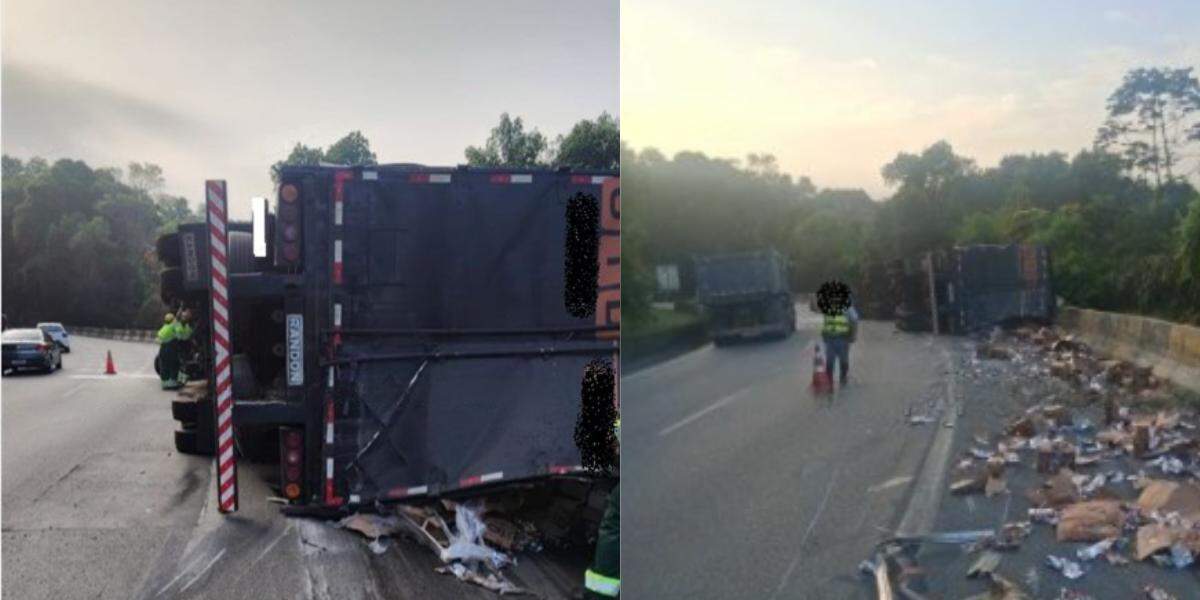 Acidente ocorreu na manhã desta sexta-feira (27) e interditou totalmente a via por cerca de 30 minutos; não houve feridos