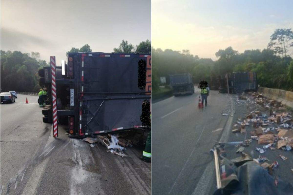 Acidente ocorreu na manhã desta sexta-feira (27) e interditou totalmente a via por cerca de 30 minutos; não houve feridos