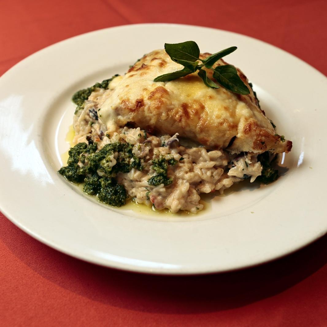 Bacalhau gratinado aos três queijos com arroz cremoso, do Gaudio