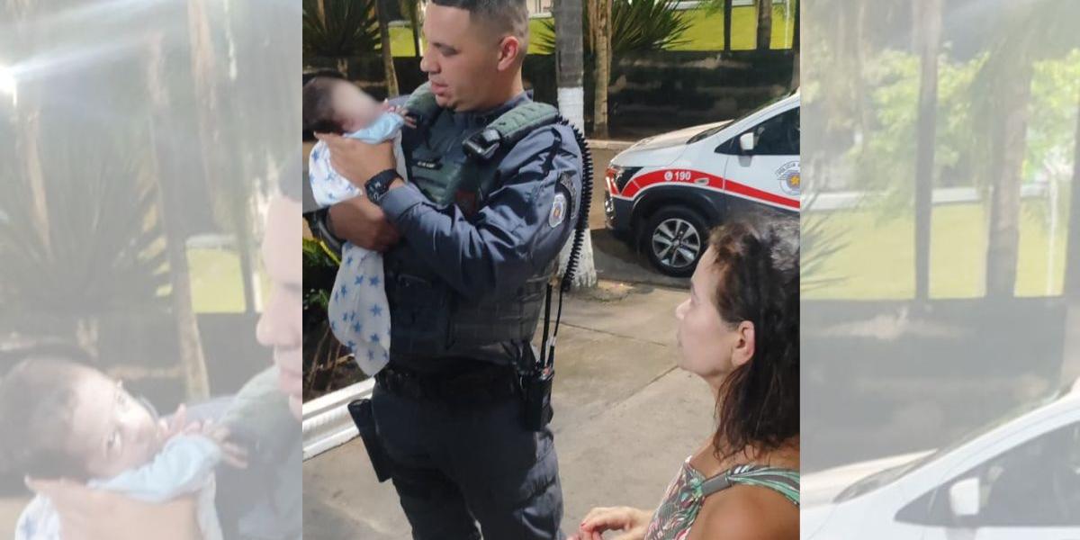 Policial realiza manobra de Heimlich e salva recém-nascido engasgado em Praia Grande