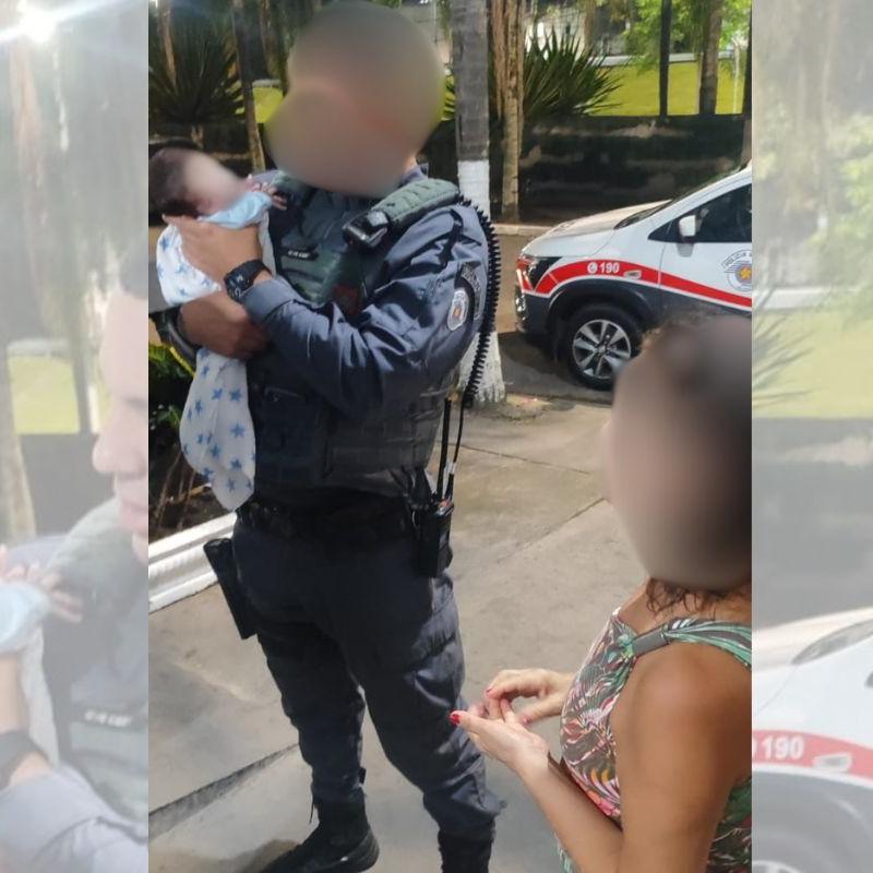 Policial realiza manobra de Heimlich e salva recém-nascido engasgado em Praia Grande