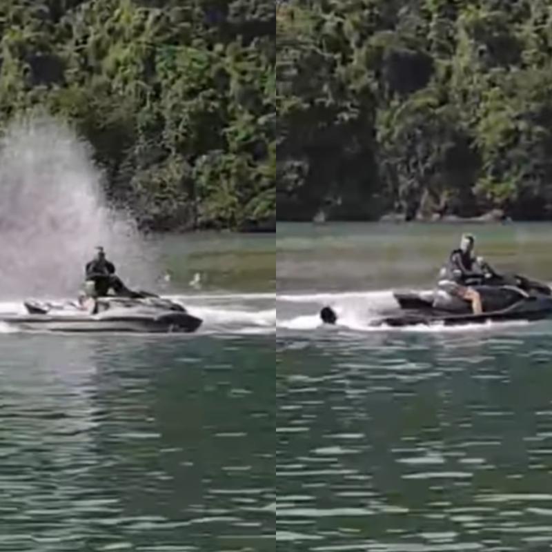 Homem foi visto realizando manobras perigosas próximo a banhistas