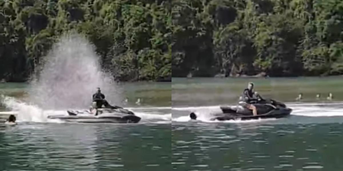 Homem foi visto realizando manobras perigosas próximo a banhistas