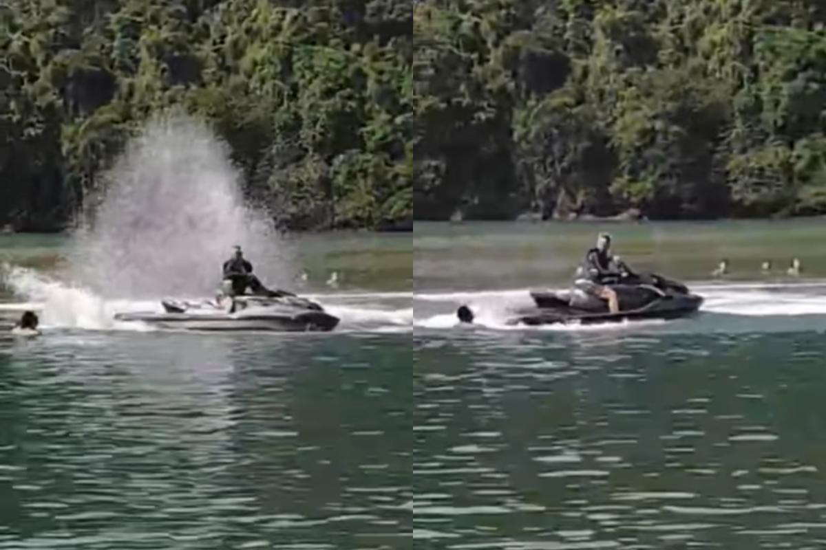 Homem foi visto realizando manobras perigosas próximo a banhistas