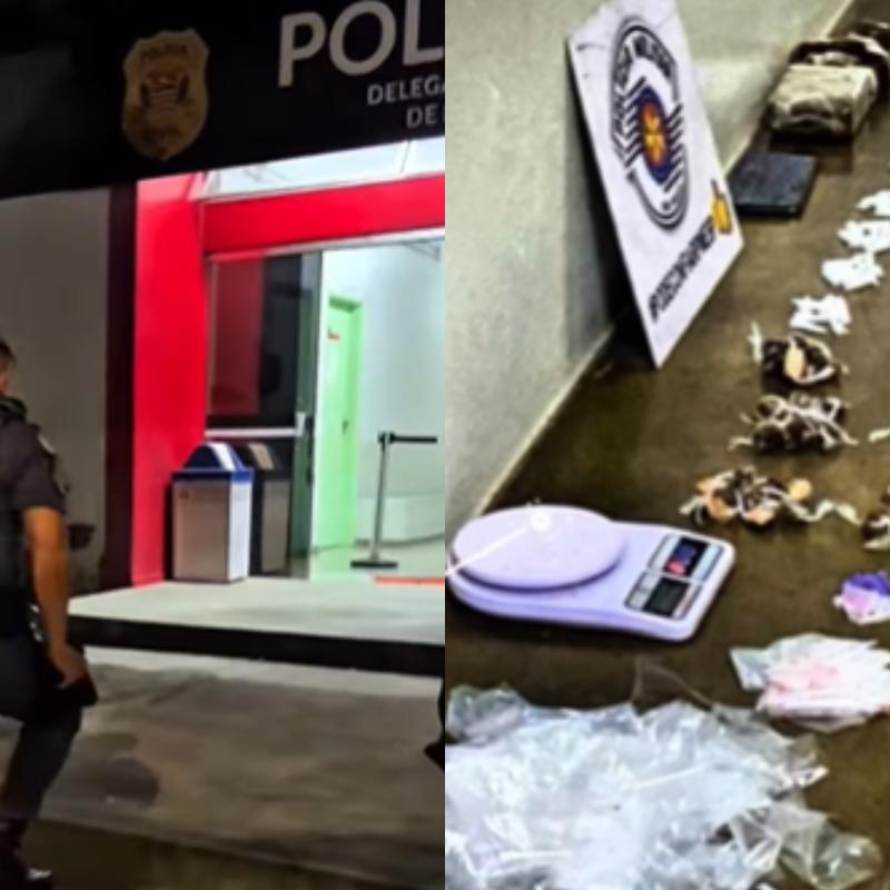 O suspeito detido e os materiais apreendidos foram encaminhados à delegacia da cidade