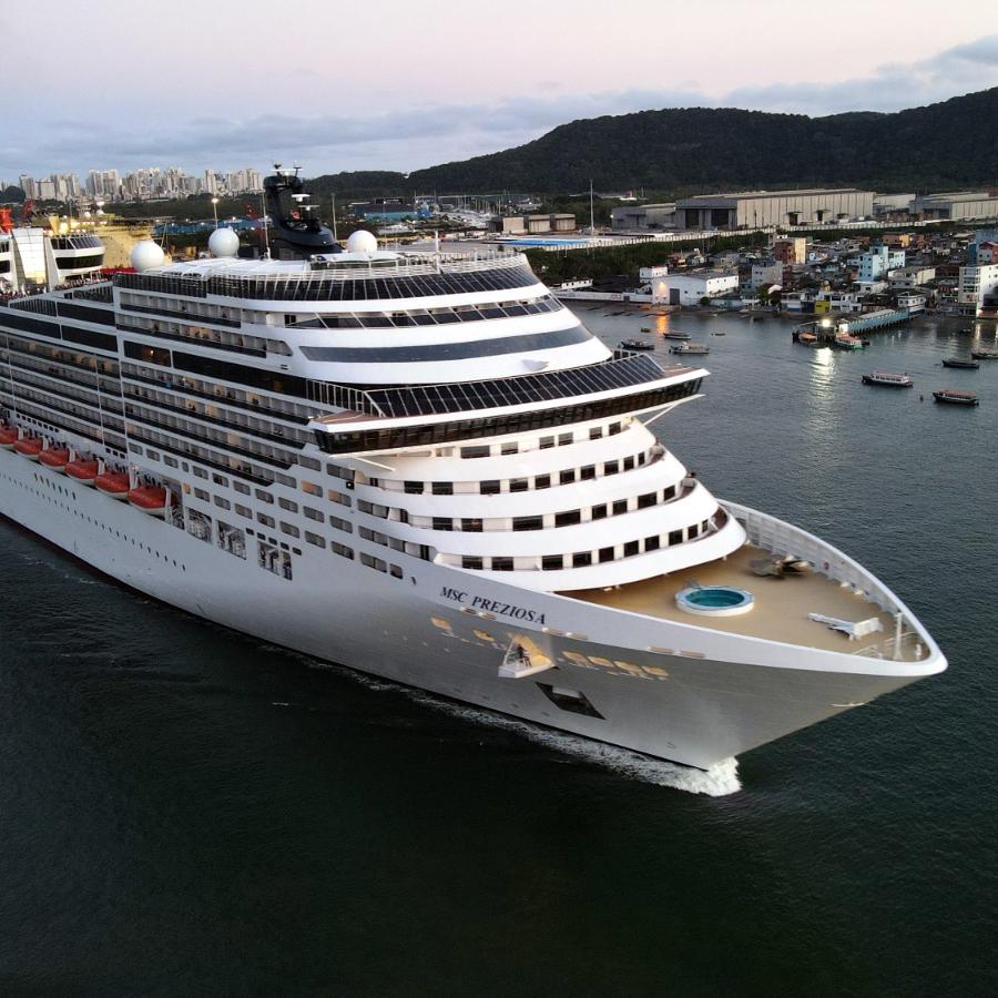 MSC Preziosa opened the season on October 26 and will make its final stop at the Santos terminal