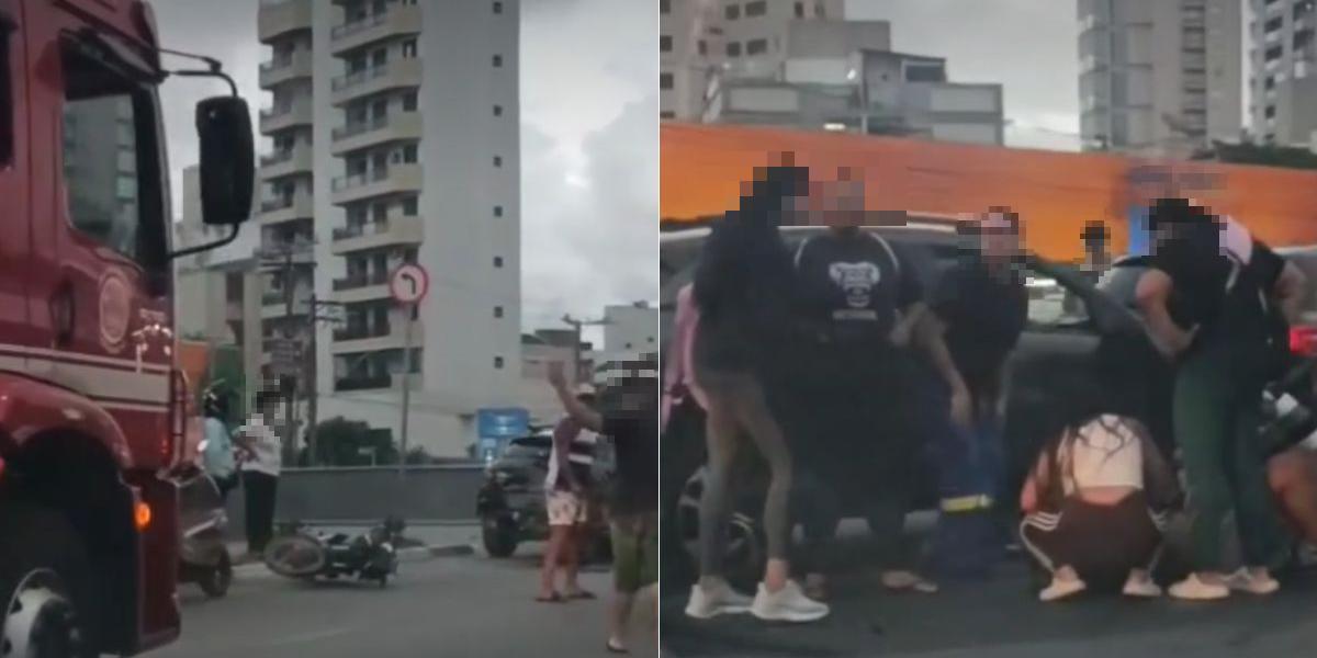 Com o impacto, o motociclista teve ferimentos e precisou ser socorrido pelo Samu em Guarujá