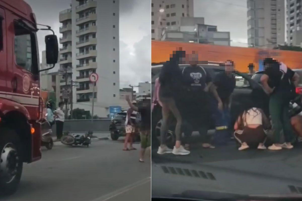 Com o impacto, o motociclista teve ferimentos e precisou ser socorrido pelo Samu em Guarujá