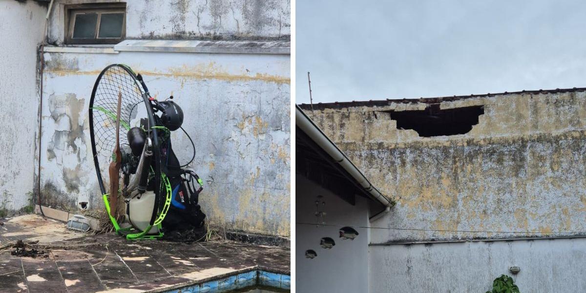 Paramotor foi parar no quintal de uma casa e o piloto ficou ferido e foi socorrido