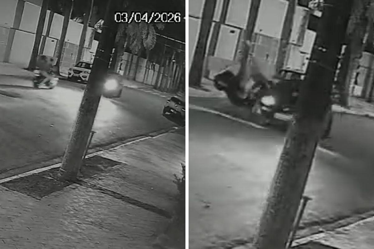 Adolescentes acabaram caindo da moto elétrica ao se chocarem de frente com carro que vinha no contrafluxo
